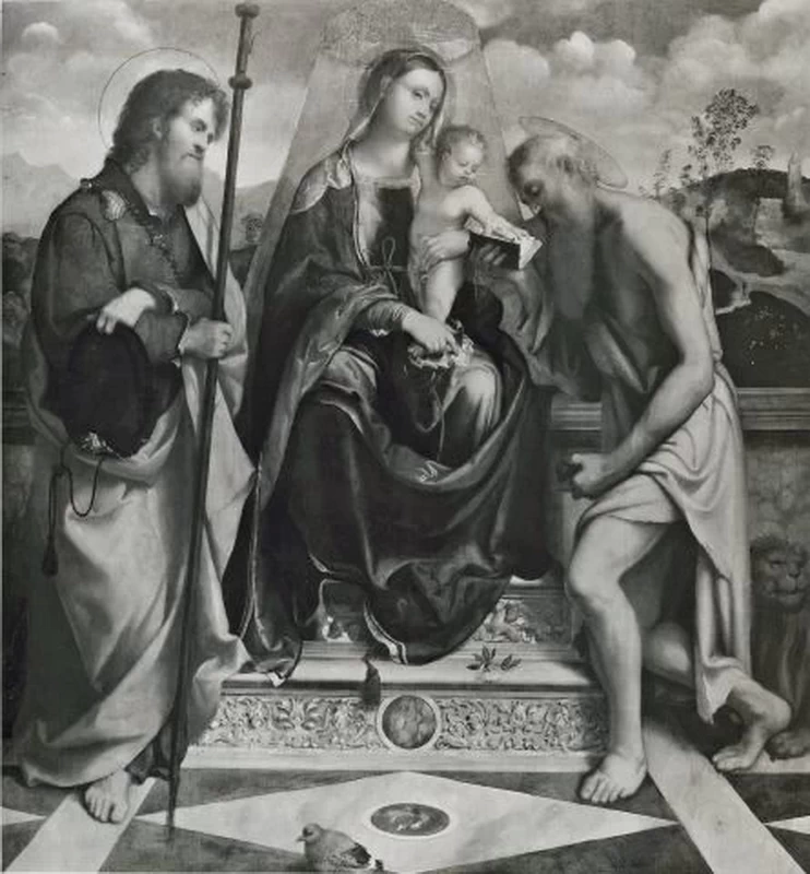 Il Romanino-397-Madonna con Bambino in trono tra san Giacomo Maggiore e san Girolamo - Atlanta